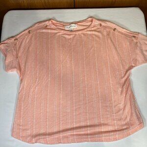 French Laundry Short Sleeve Vertical Stripes Shirt Women's 3XL Pink